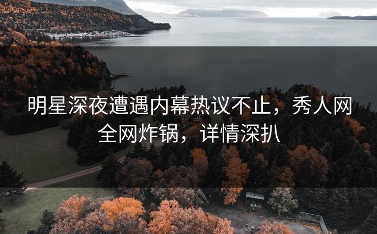 明星深夜遭遇内幕热议不止，秀人网全网炸锅，详情深扒