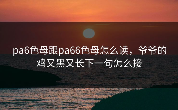 pa6色母跟pa66色母怎么读，爷爷的鸡又黑又长下一句怎么接
